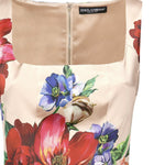 Abito longuette a tubino in raso stampa Fiori F6TTYT FSIB5H25PR DOLCE & GABBANA 