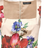 Abito longuette a tubino in raso stampa Fiori F6TTYT FSIB5H25PR DOLCE & GABBANA 