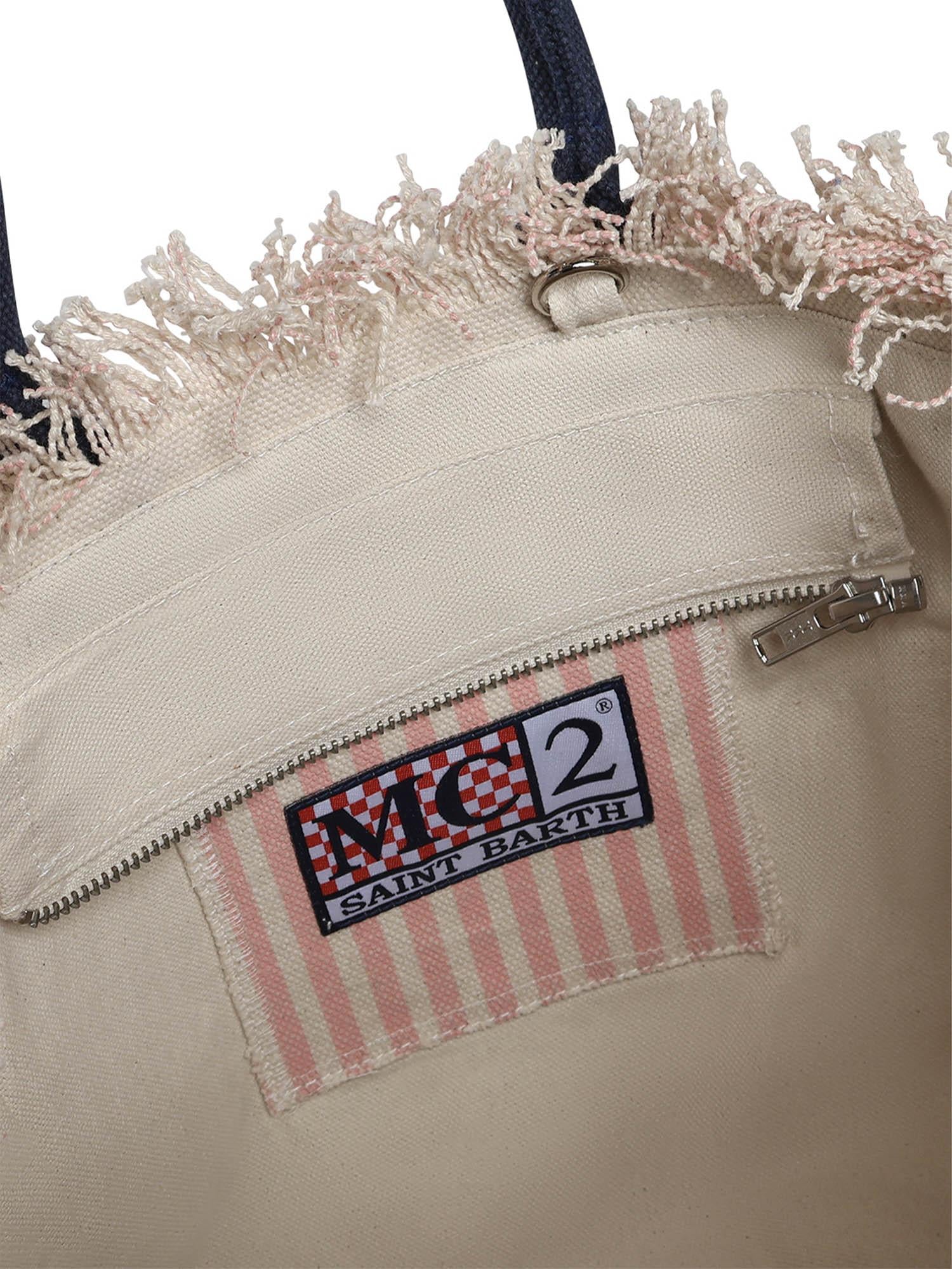 Borsa Colette in canvas a righe COL0001 03448L MC2 SAINT BARTH 
