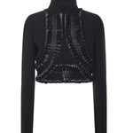 Giacca cropped rifinita in lana AA9V1166T582B 995 ALAIA 