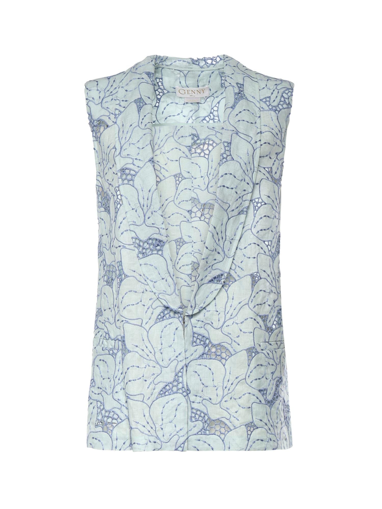 Gilet in lino con ricamo orchidea 80AAP544 NR015V67 GENNY 