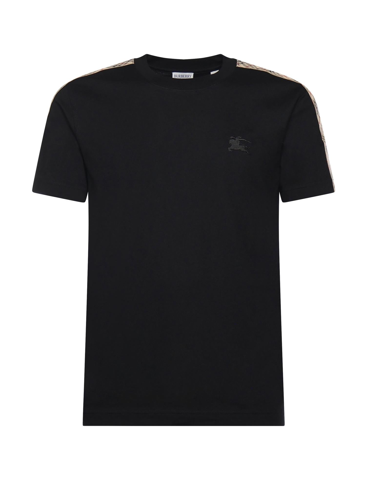 T-shirt in cotone con finiture Check 8106248 A1189 BURBERRY 