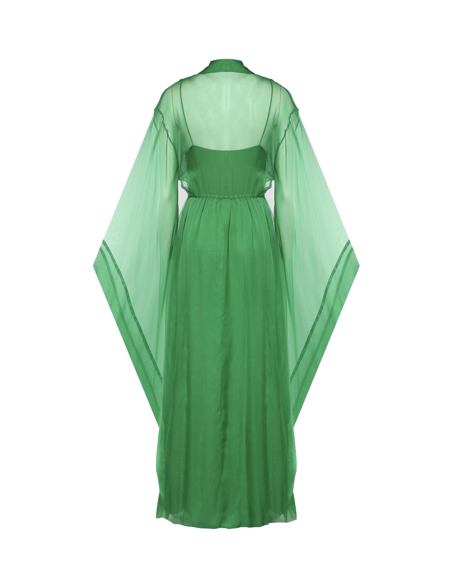 Abito lungo in seta con maniche ampie A04620115 394 ALBERTA FERRETTI 
