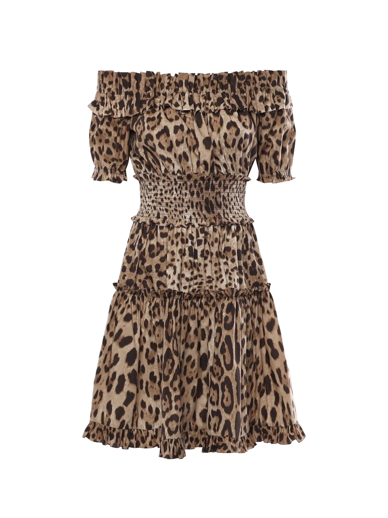 Abito corto in popeline con stampa leopardo F6A0UT HS5E3HY13M DOLCE & GABBANA 