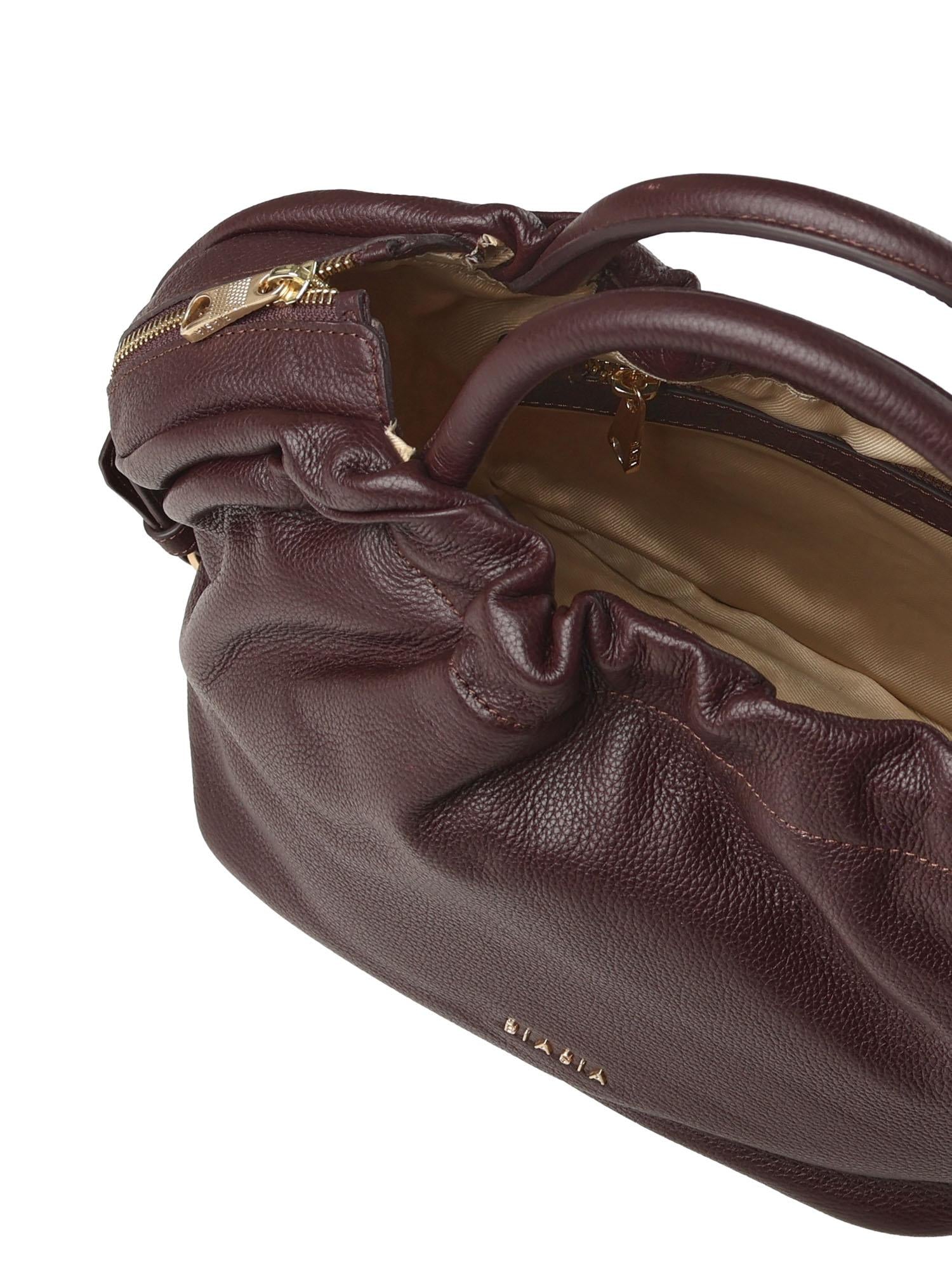 Borsa in pelle con logo<BR/> BIBP9E702 PRUGNA BIASIA 