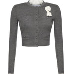Cardigan con fiori AW25010CB GR SELF-PORTRAIT 