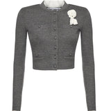 Cardigan con fiori AW25010CB GR SELF-PORTRAIT 