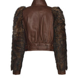 Giacca cropped in pelle CHC25ACV43206 28D CHLOÉ 