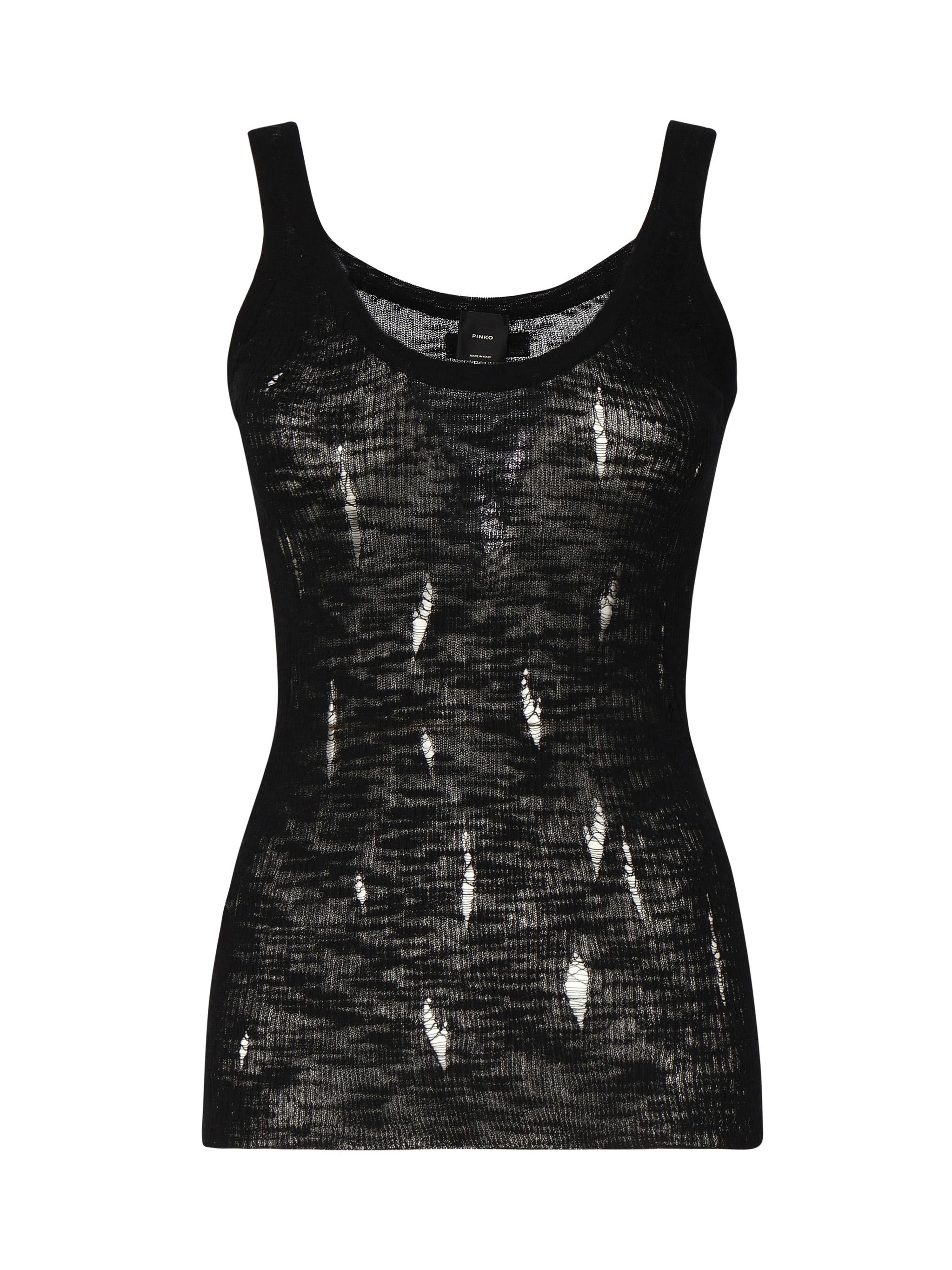 Canottiera a costine con strappi 105143 A2LPZ99 PINKO 