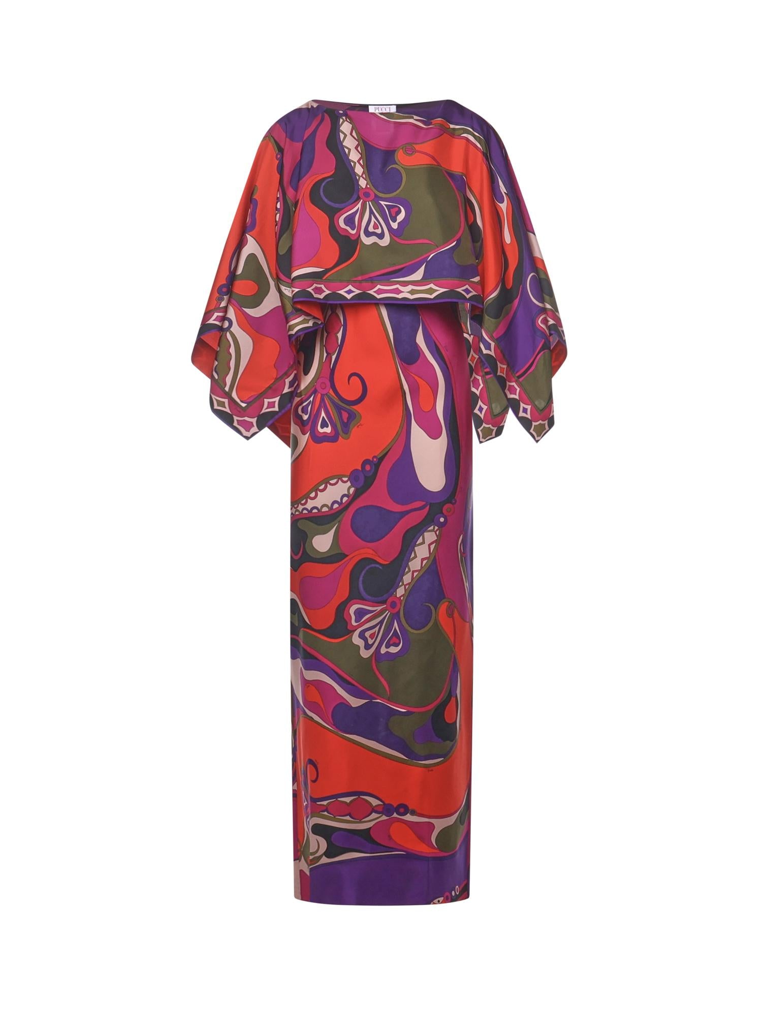 Abito lungo con stampa Orchidee 5URI30 5U731017 PUCCI 