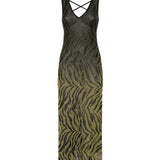 Abito lungo con stampa animalier VSKD13243  INSPIRED BY AKEP 