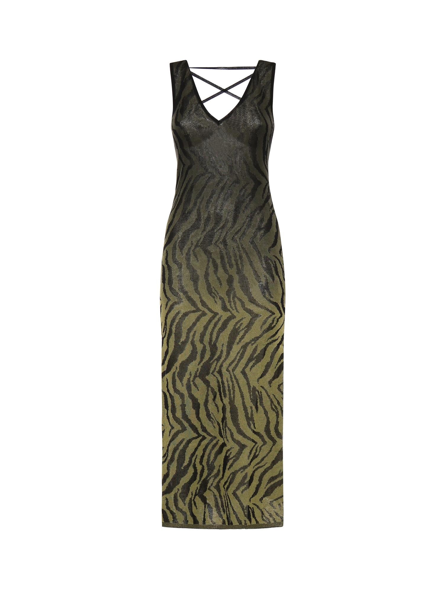 Abito lungo con stampa animalier VSKD13243  INSPIRED BY AKEP 