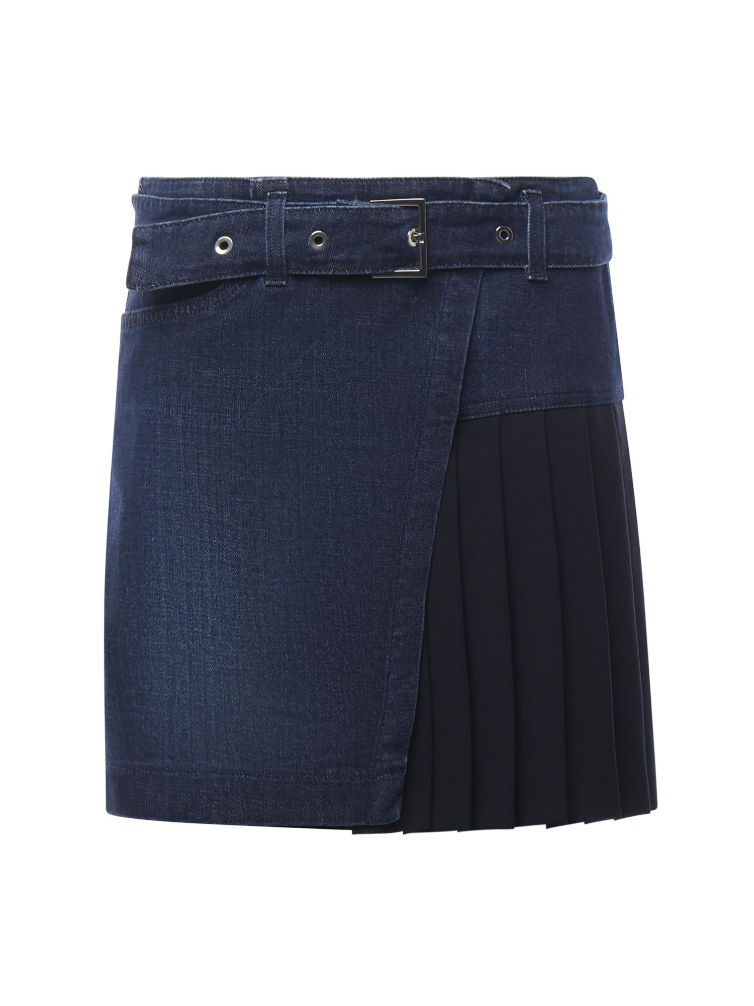 Minigonna in denim e tela di lana G594 DS0345MLQ1800 DONDUP 