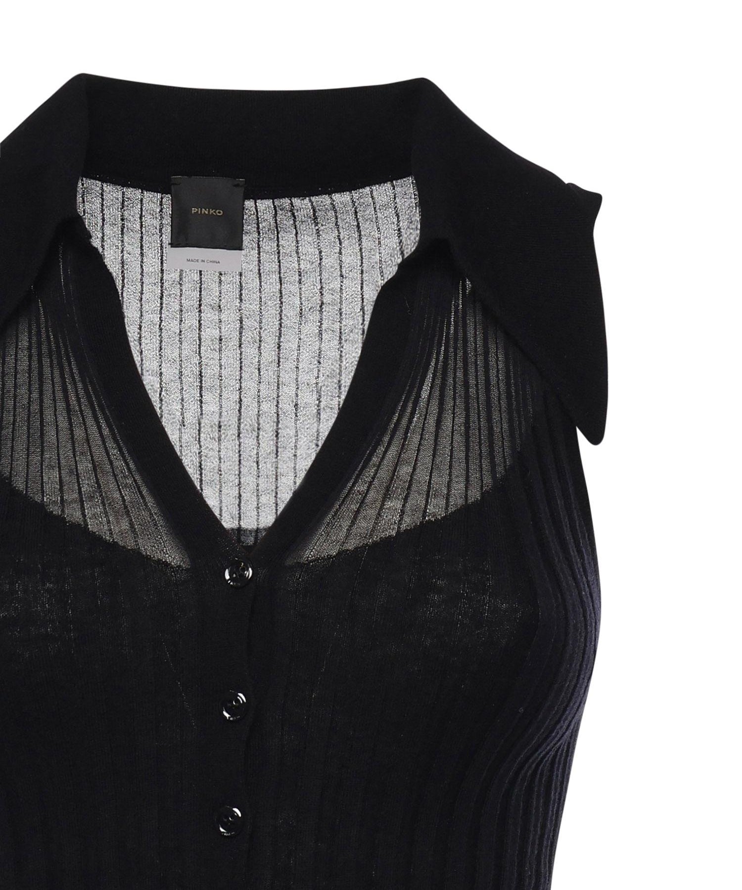 Canotta a polo in maglia a coste 106318 A34BZ99 PINKO 