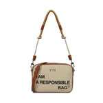 Borsa Responsible con logo 73BS9N006 RESPONSIBLEOFF WHITE/CUOIO V° 73 