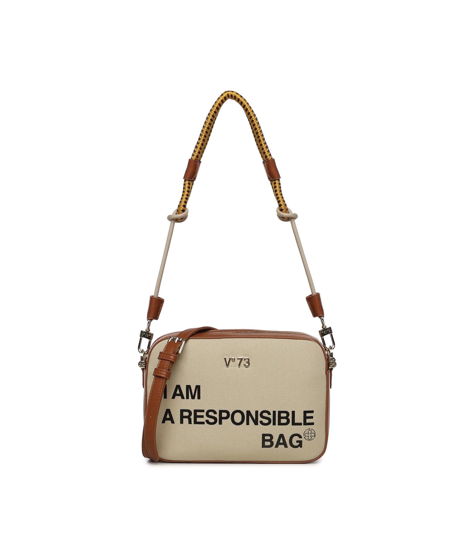 Borsa Responsible con logo 73BS9N006 RESPONSIBLEOFF WHITE/CUOIO V° 73 