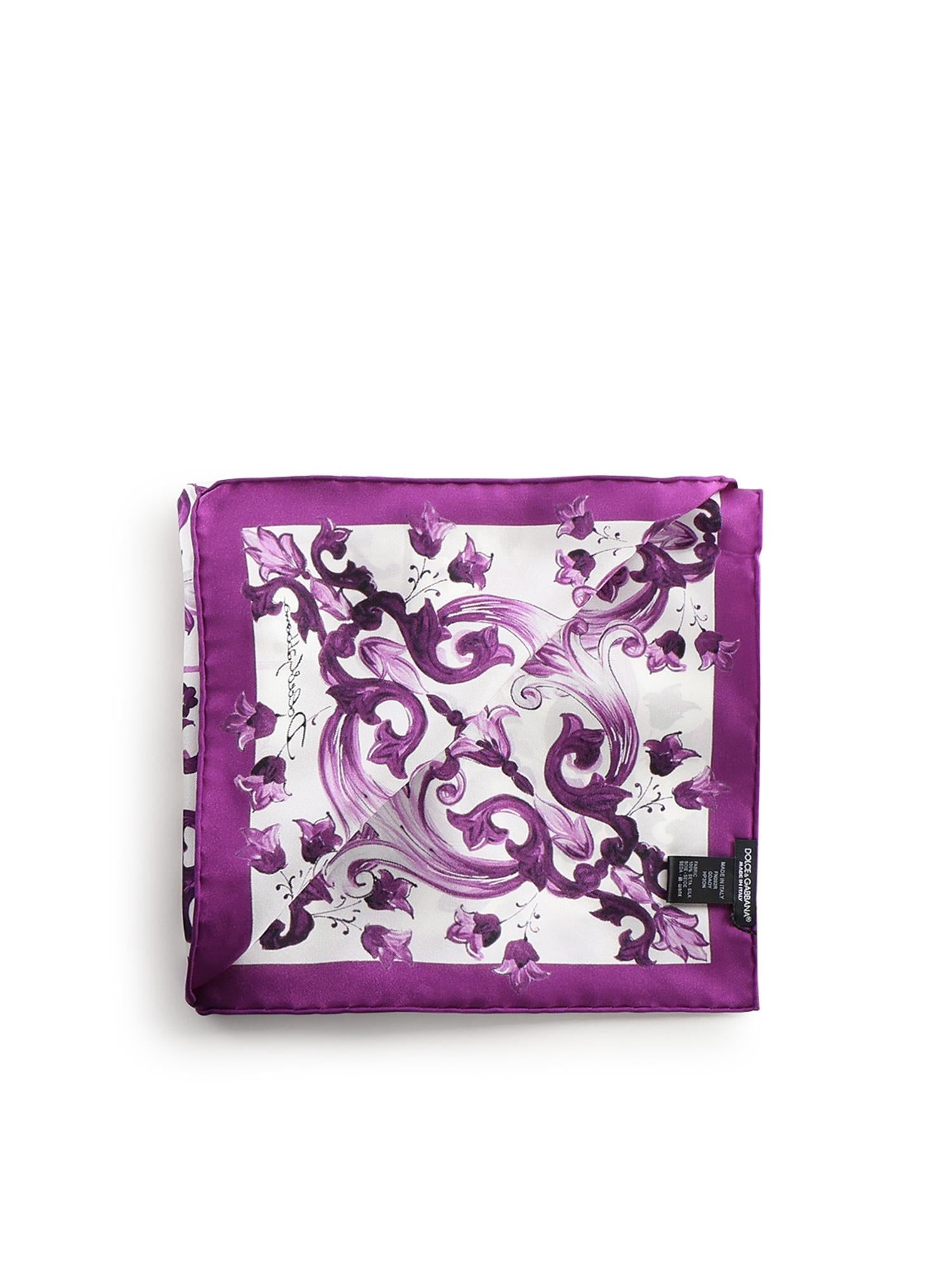 Foulard in twill di seta con stampa maiolica FN092R GDAOYHP3ON DOLCE & GABBANA 