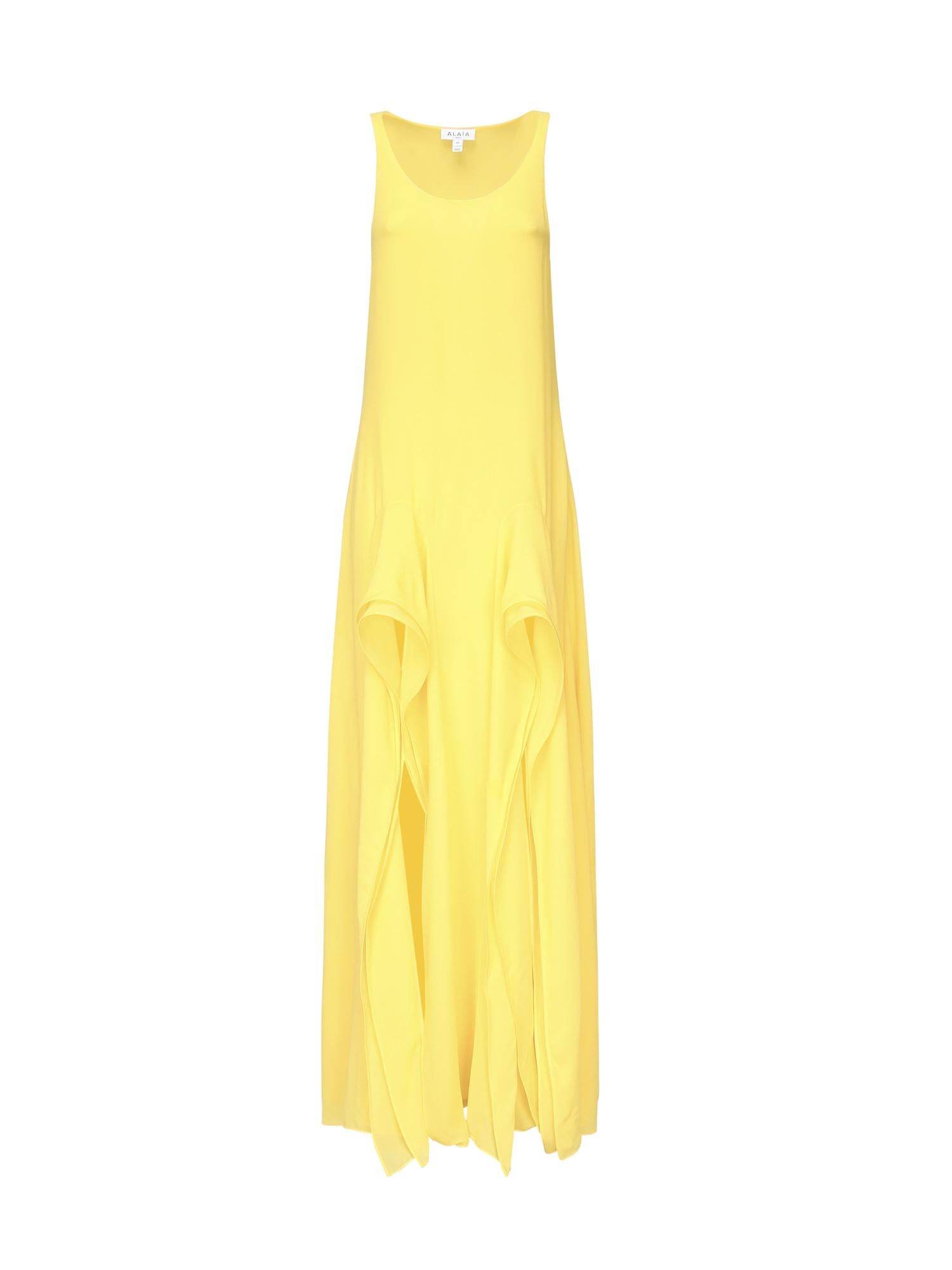 Abito lungo con ruche in georgette AA9R2708T666B 247 ALAIA 