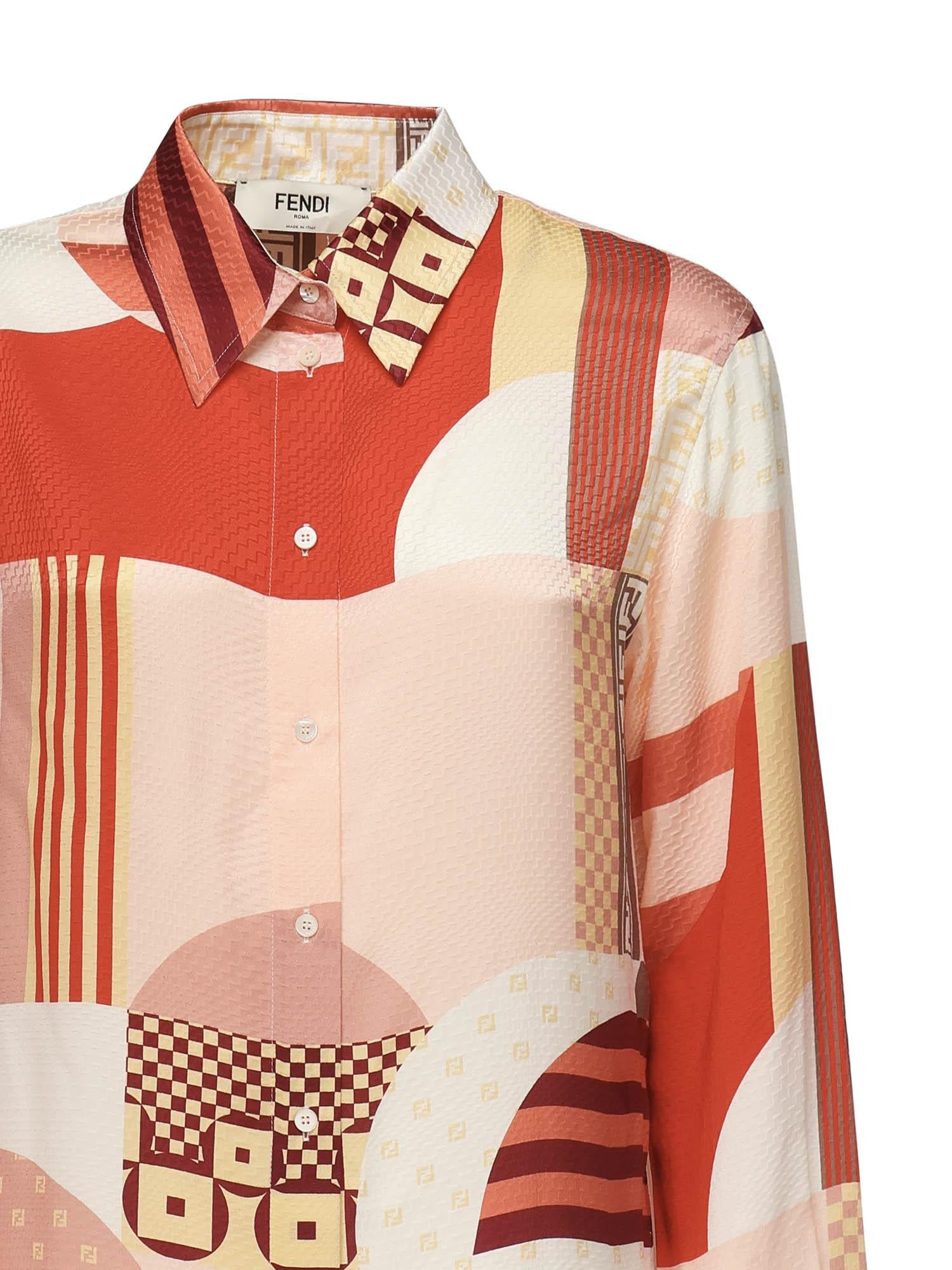Camicia in seta con stampa patchwork FS8274 AUQMF1SAW FENDI 