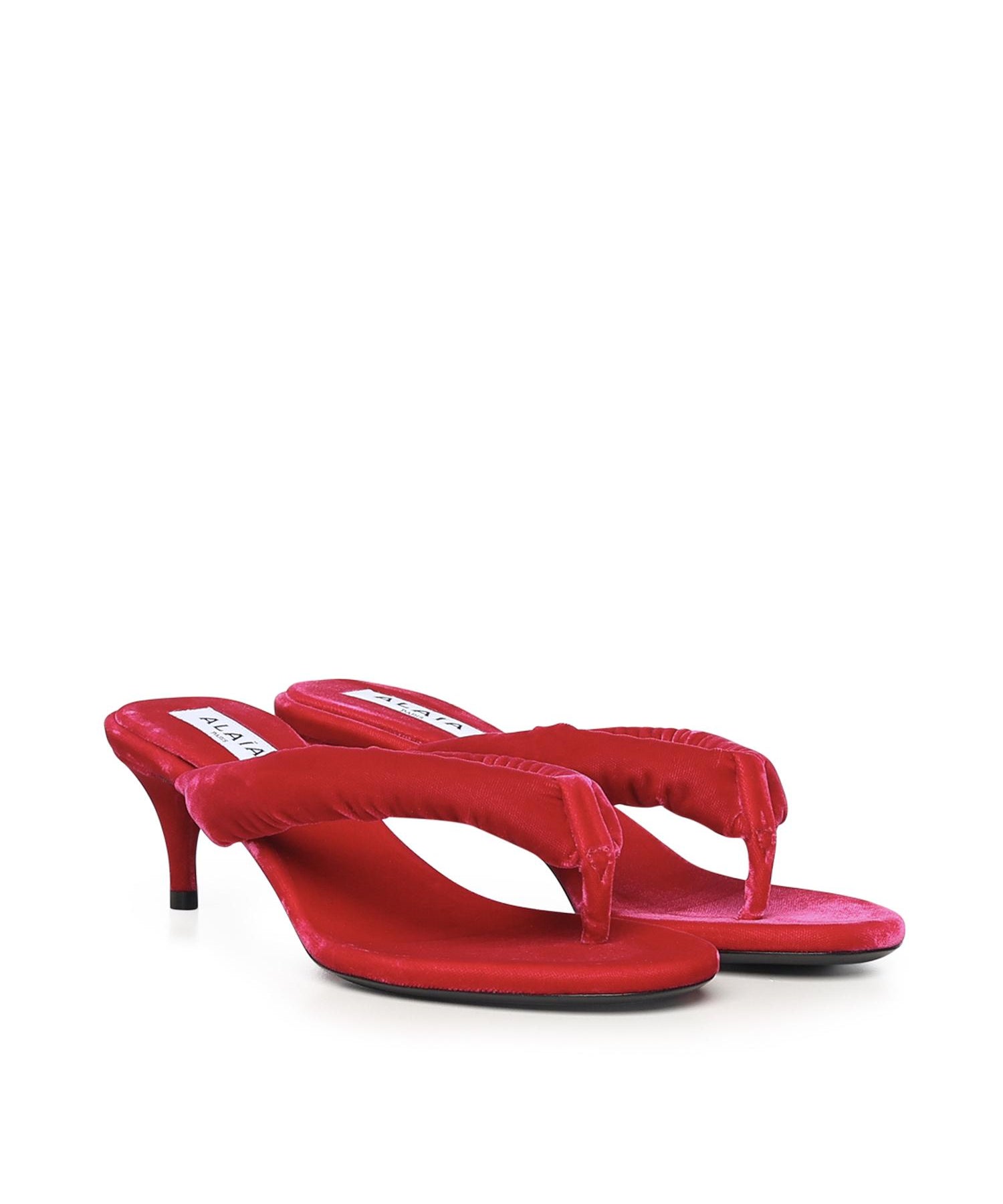 Mule infradito con tacco in velluto AA3S2003A014 426 ALAIA 