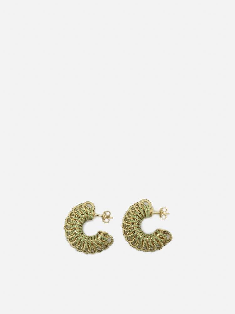 Orecchini disc in argento placcato oro e cristalli<BR/> 665778 VX8213707 BOTTEGA VENETA 