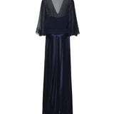 Abito lungo in raso lucido con mantella A04061627 0290 ALBERTA FERRETTI 