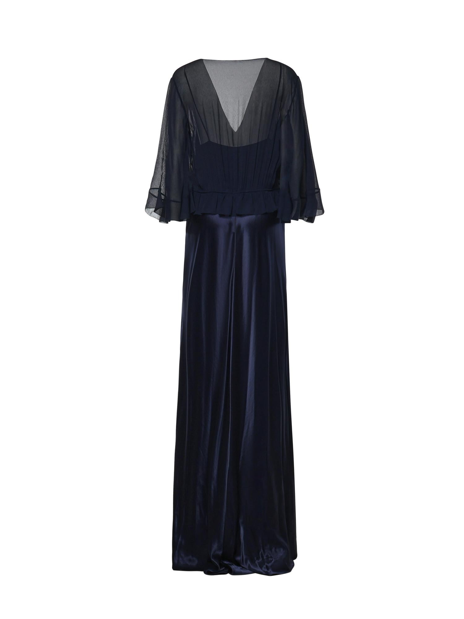 Abito lungo in raso lucido con mantella A04061627 0290 ALBERTA FERRETTI 