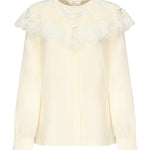 Blusa arricciata in seta e pizzo CHC25AHT56077 114 CHLOÉ 