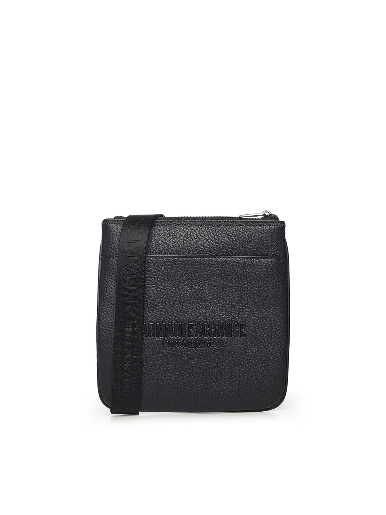 Borsa a tracolla piatta nera in similpelle XM000155 AF11931UB101 ARMANI EXCHANGE 