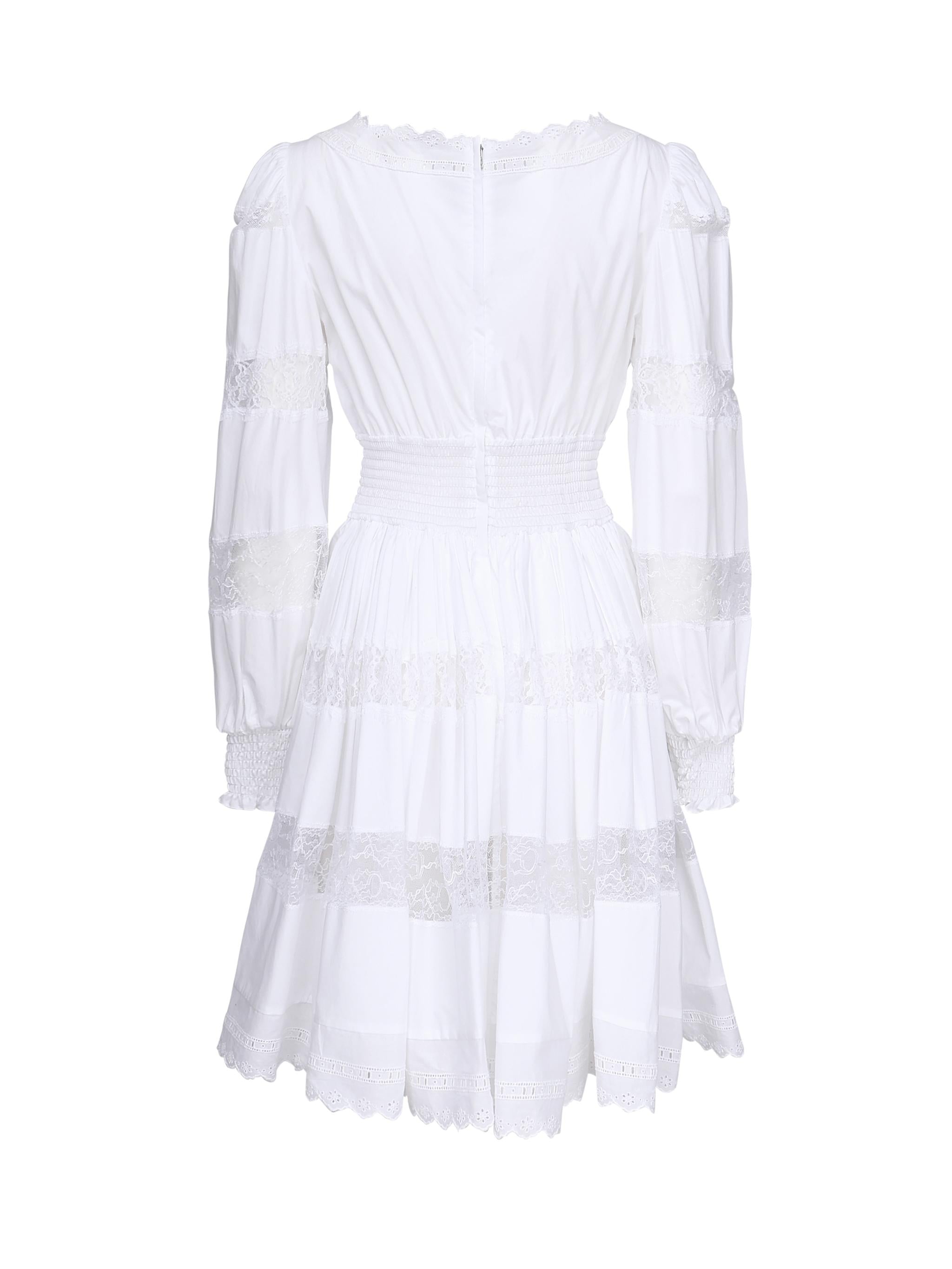 Abito in cotone con inserti in pizzo F6ZD6T FU5UBW0800 DOLCE & GABBANA 