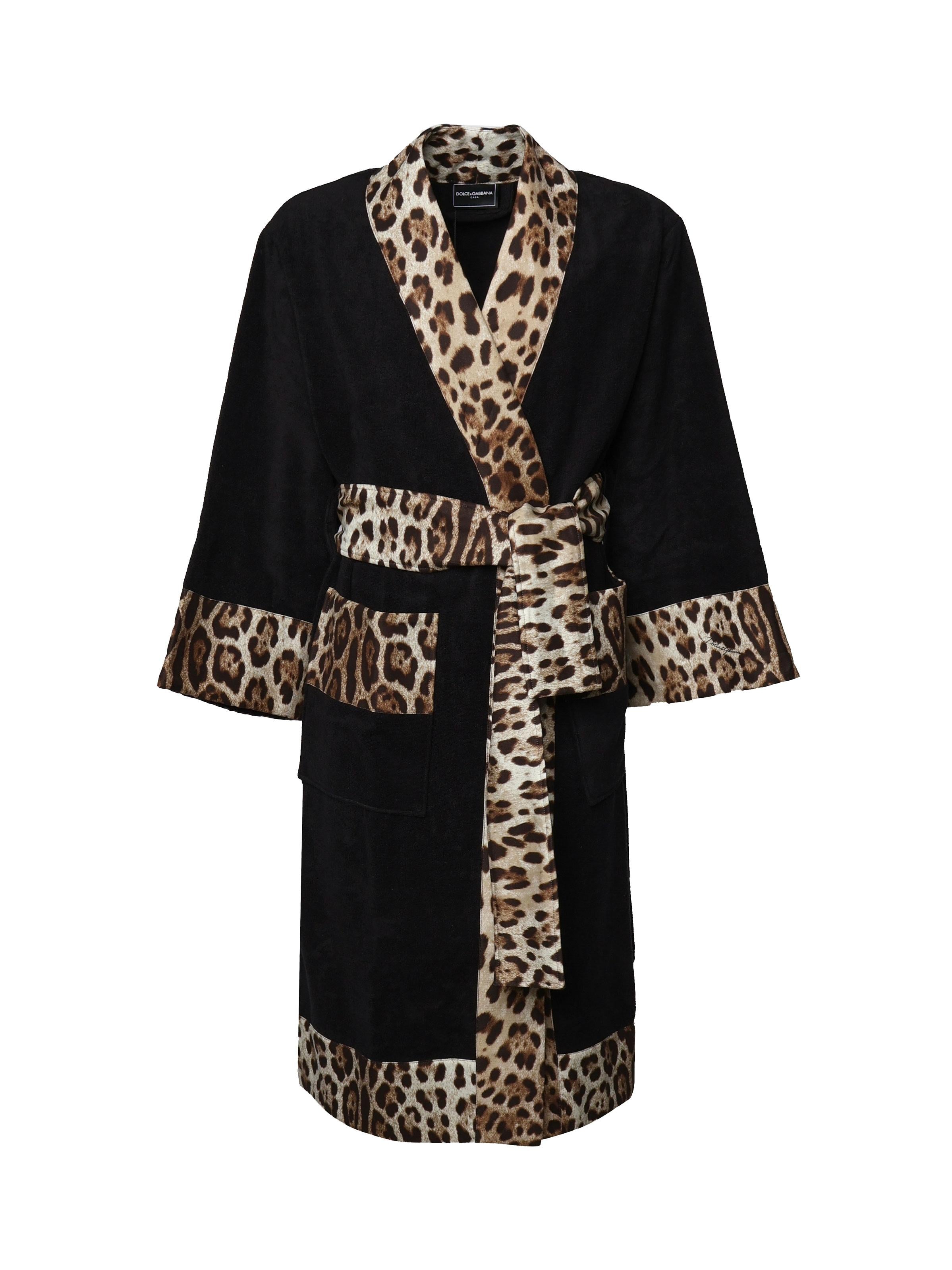 Accappatoio in cotone Leopard<BR/> TCF010 TCAGOUL002 DOLCE & GABBANA HOME 