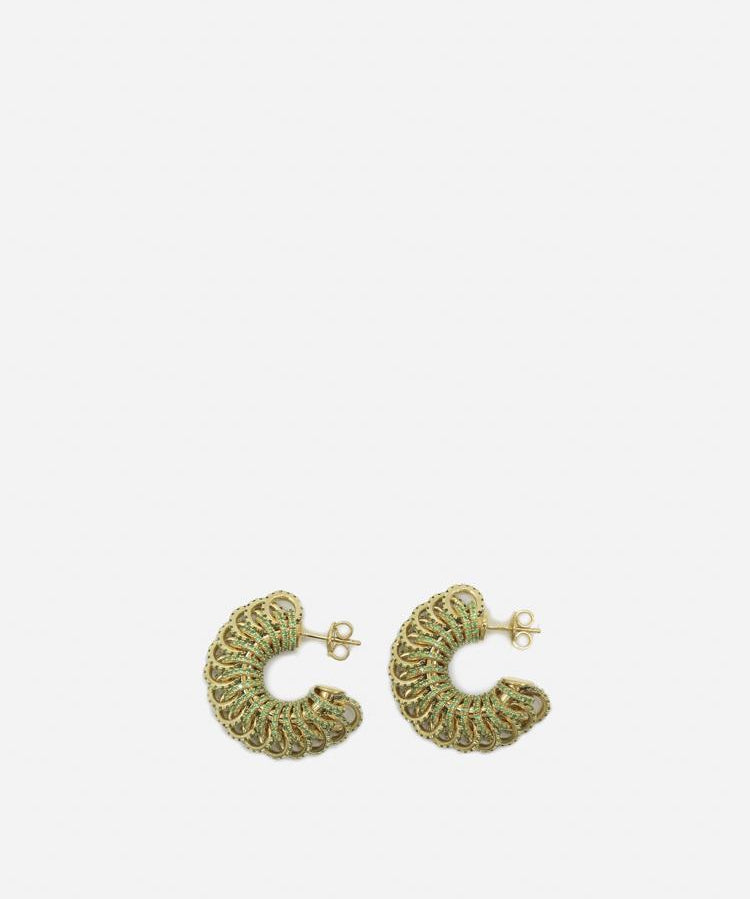 Orecchini disc in argento placcato oro e cristalli<BR/> 665778 VX8213707 BOTTEGA VENETA 
