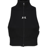 Gilet a coste con logo a contrasto di colore frontale 124JVE072JS0091 -9999 COURREGES 
