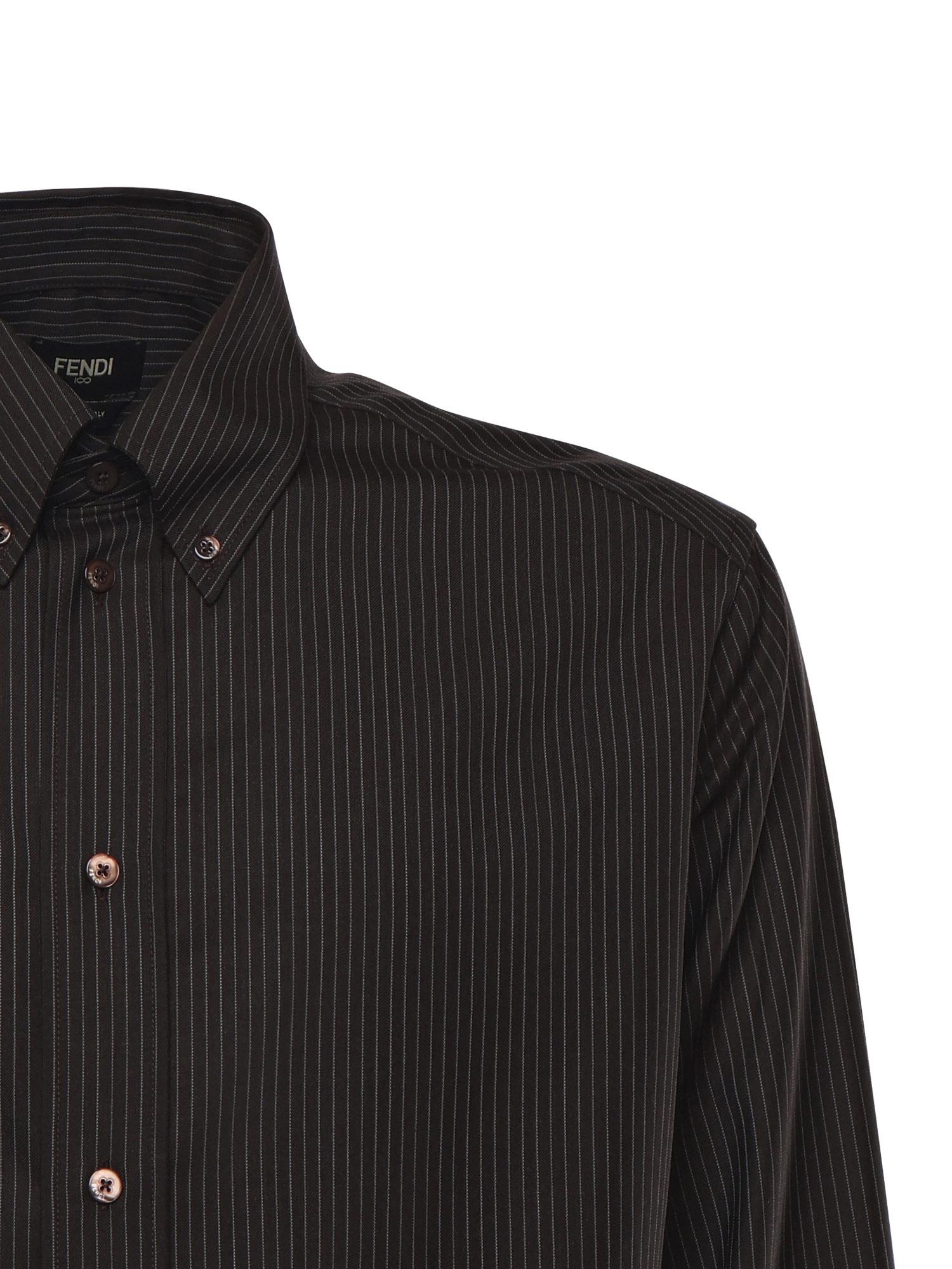 Camicia in lana gessata e pizzo FS1332 AVK1F0DHP FENDI 