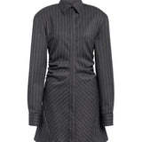 Miniabito chemisier in fresco di lana gessato DA569 ES0080D903 DONDUP 