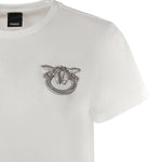 T-shirt con ricamo logo Love Birds in cristalli<BR/> 103320 A2RNZ05 PINKO 