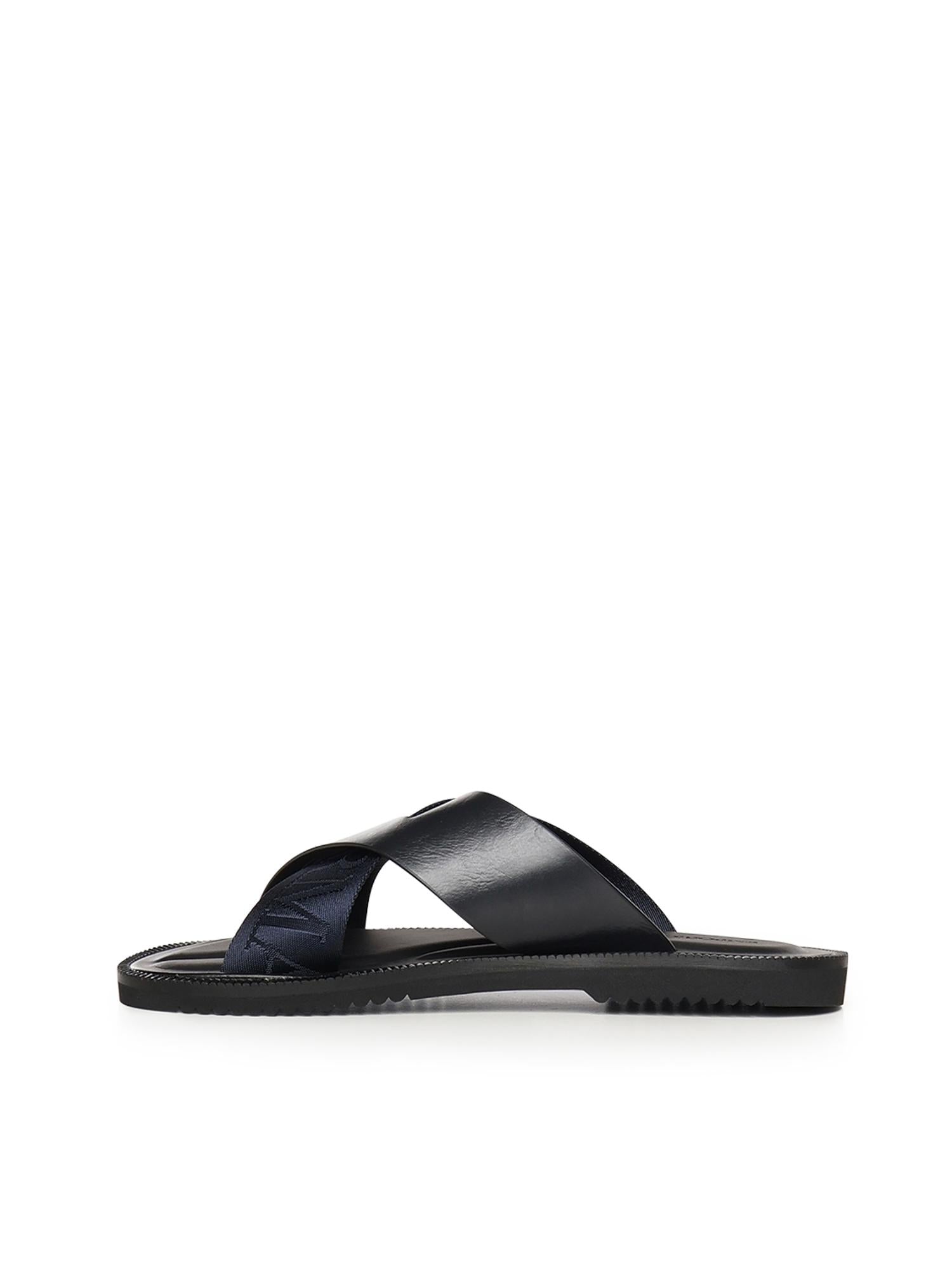 Sandali crossed in pelle e nastro con logo X4P124 XN787MB007 EMPORIO ARMANI 