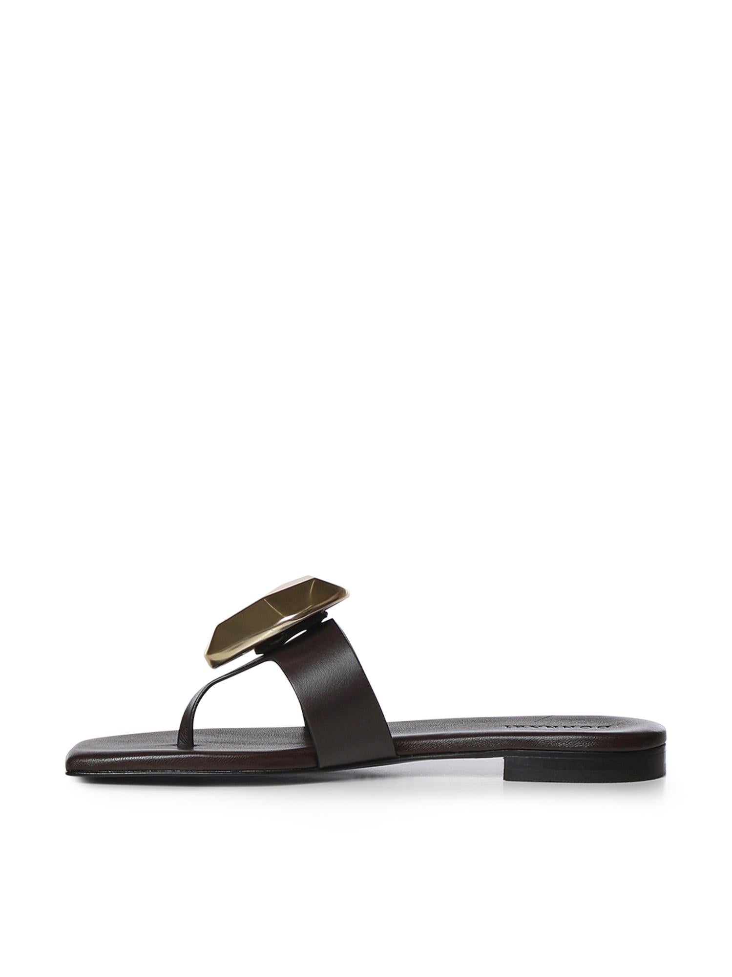 Sandali infradito in pelle GD56B FONDENTE+ORO DONNARI' 