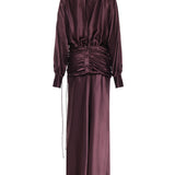 Abito lungo in satin con drappeggio 106677 A1Y5R57 PINKO 