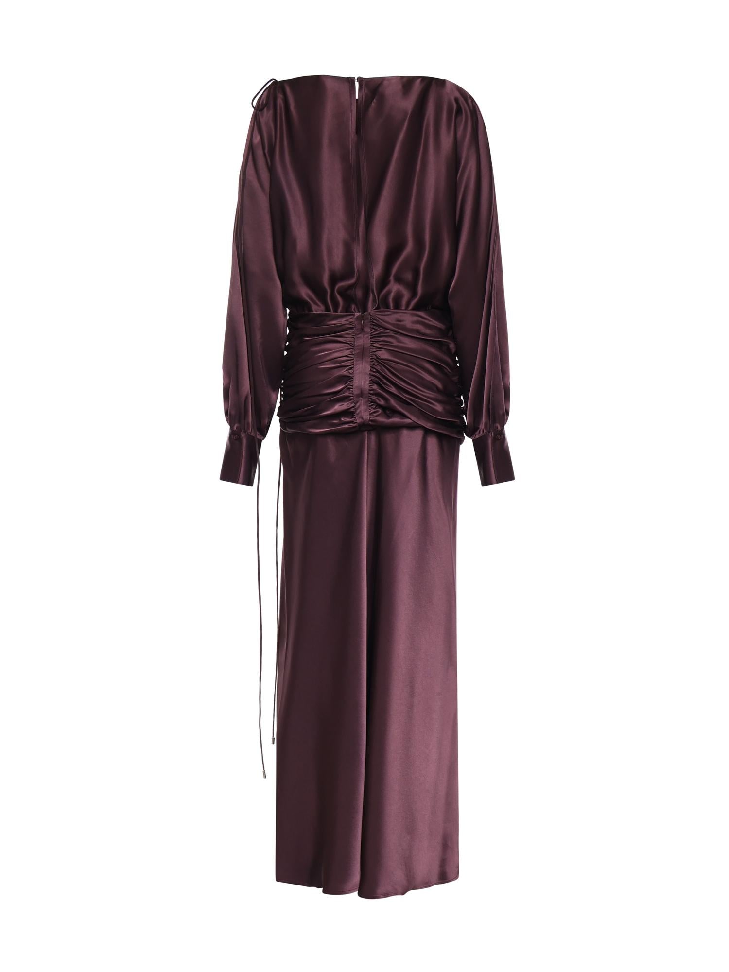 Abito lungo in satin con drappeggio 106677 A1Y5R57 PINKO 