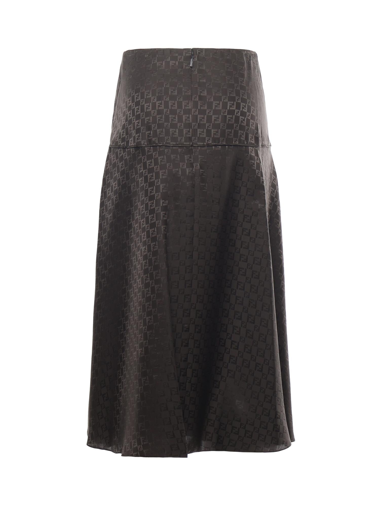 Gonna midi in seta FF jacquard FQ7688 AUQGF1T6H FENDI 
