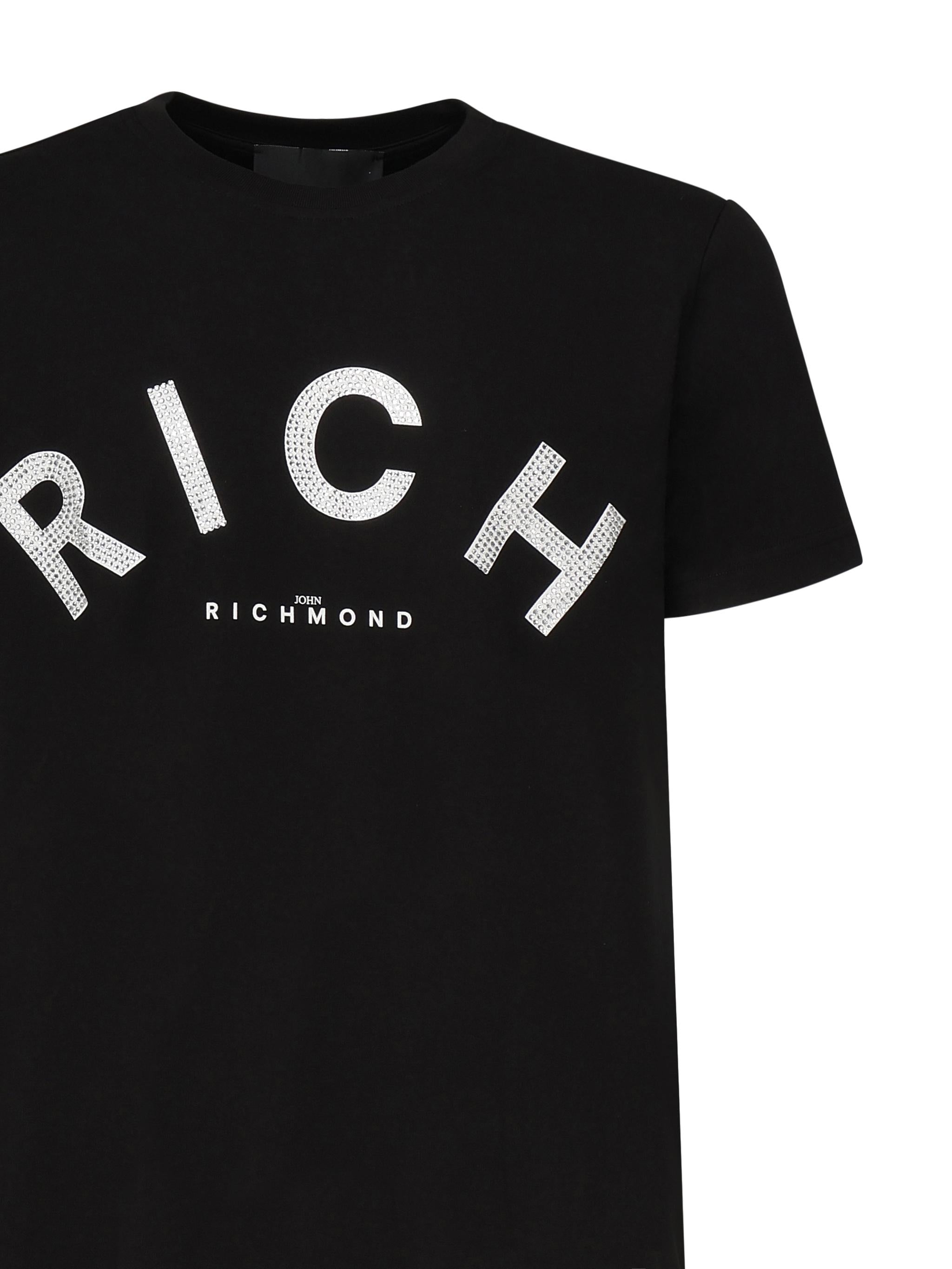 T-shirt con logo<BR/> RMP25478TS BLACK JOHN RICHMOND 