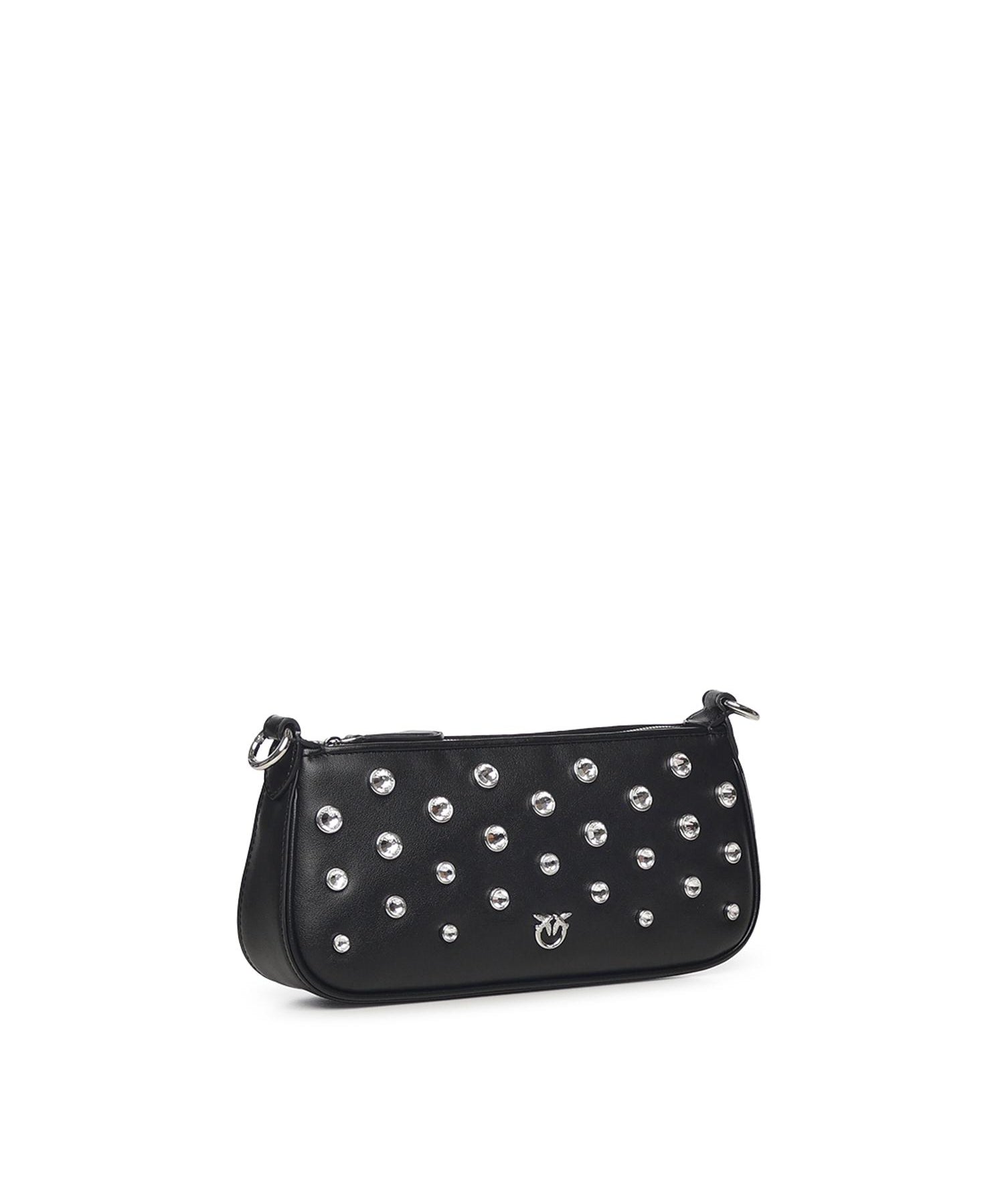 Borsa a spalla piccola Half Moon Horizontal in pelle con strass 105914 A2XQZ99N PINKO 