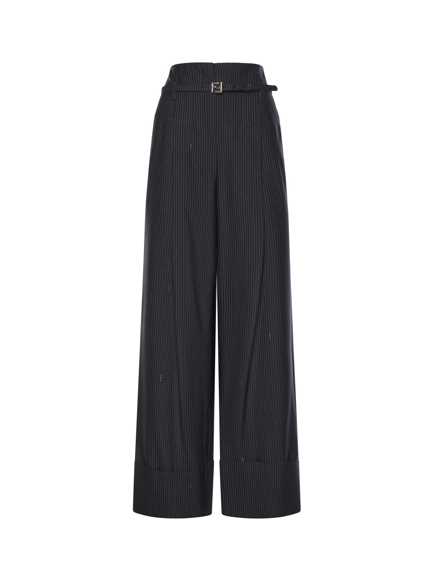 Pantaloni in lana gessata FR6673 AW7IF0QG3 FENDI 