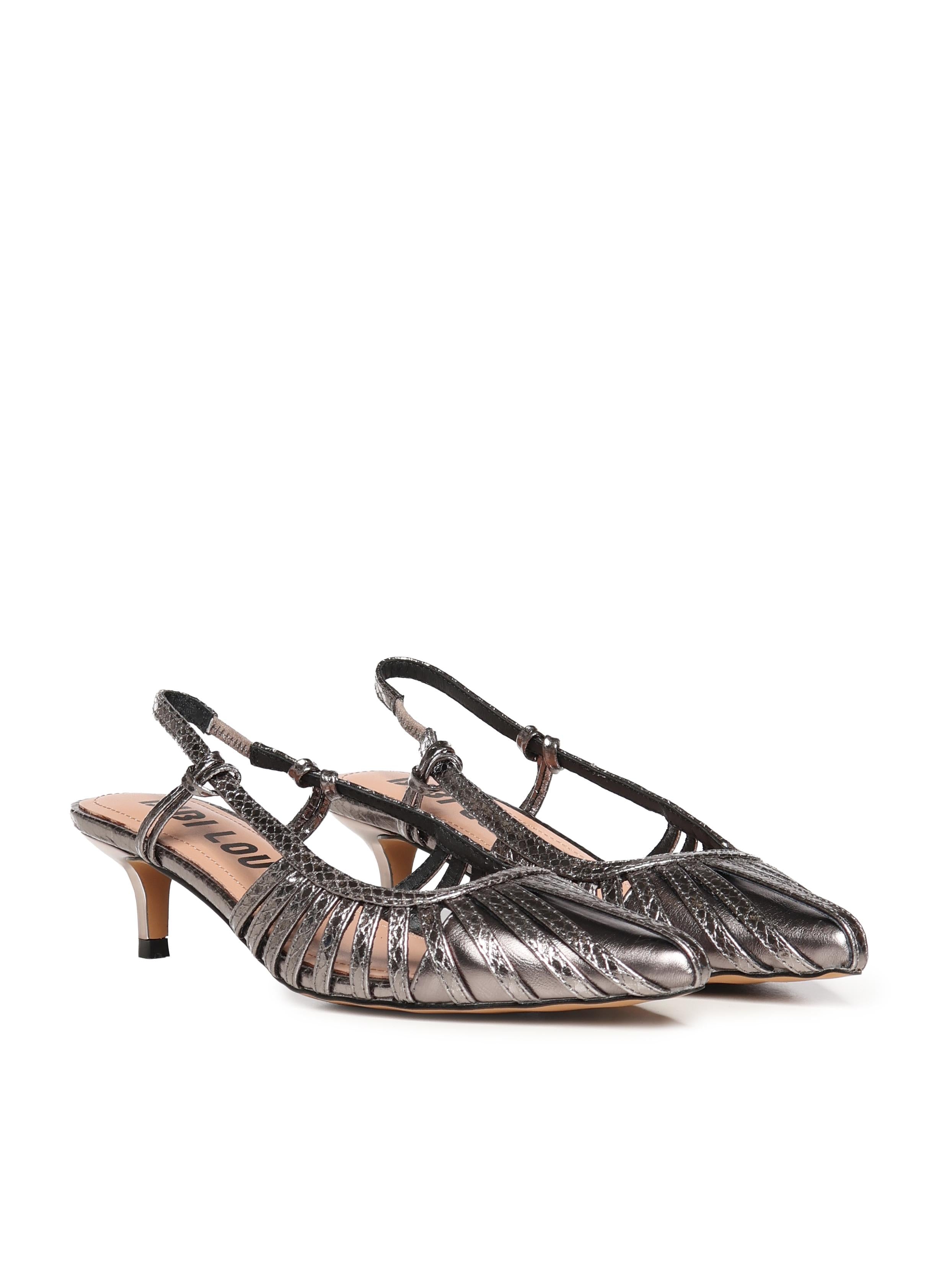 Pumps slingback in pelle metalizzata 774Z94HG PLOMO BIBI LOU 