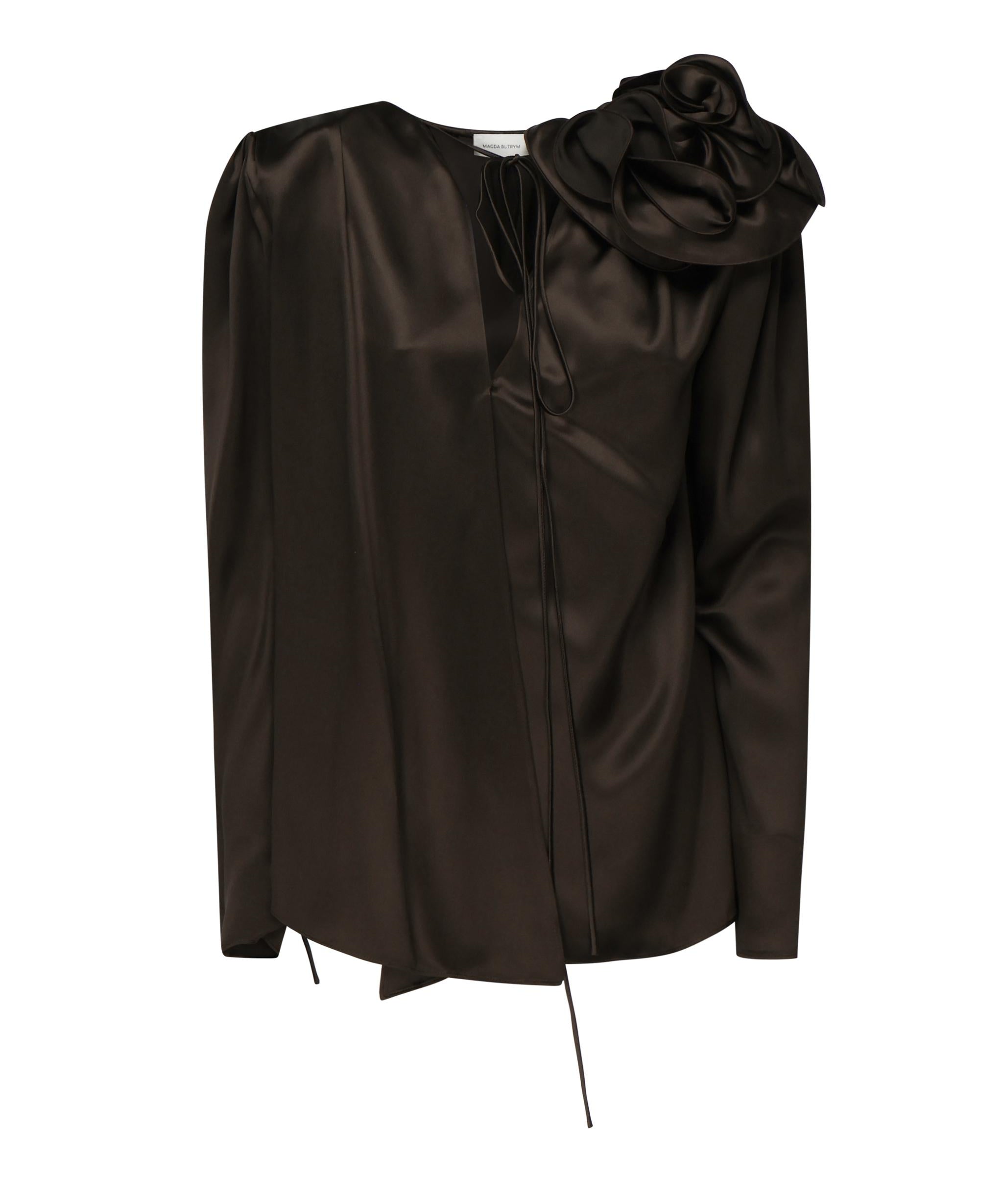 Blusa classica in seta con applicazione 1404250000 BROWN MAGDA BUTRYM 