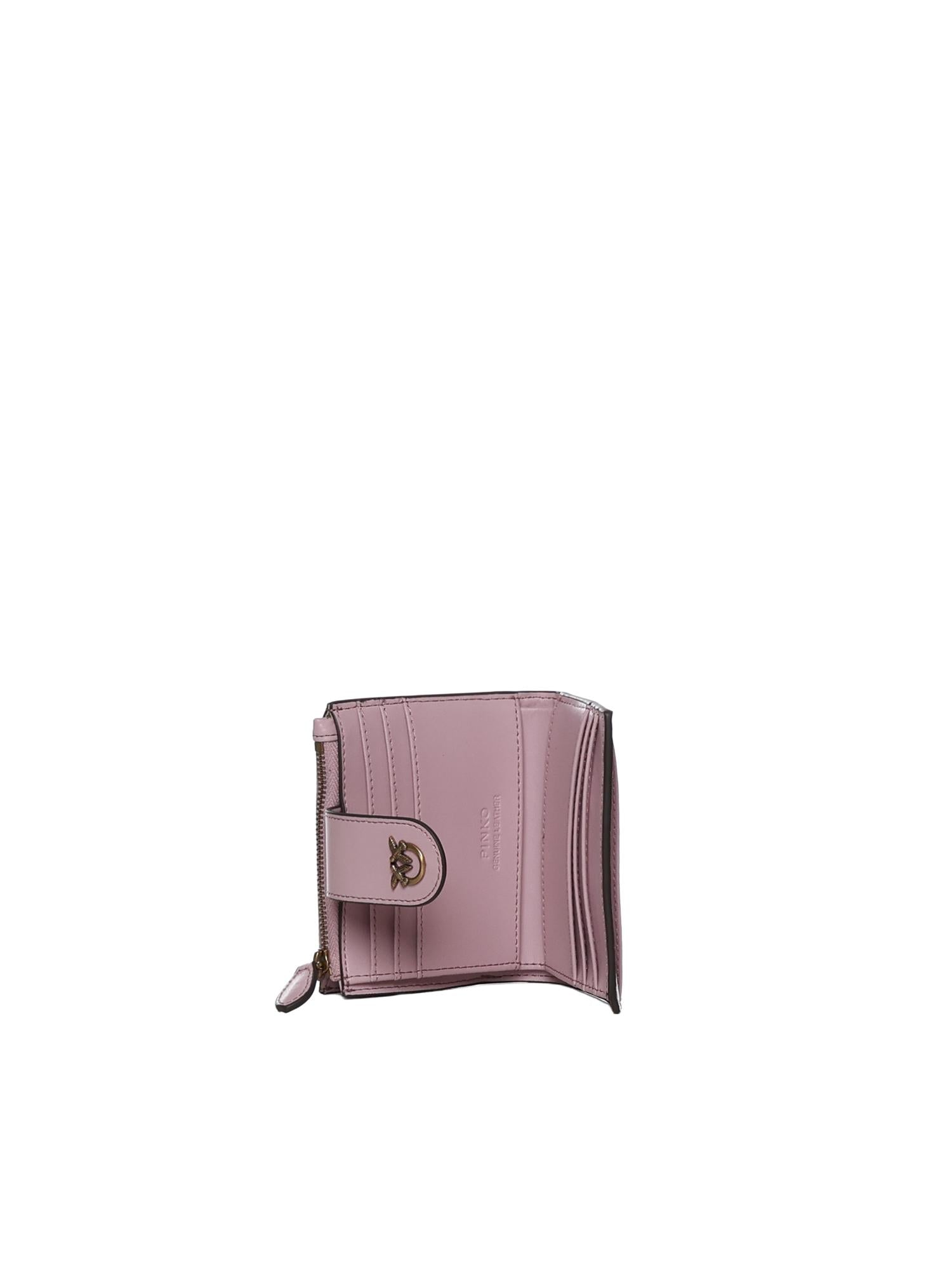 Portafoglio in pelle con logo<BR/> 103610 A0F1P26Q PINKO 