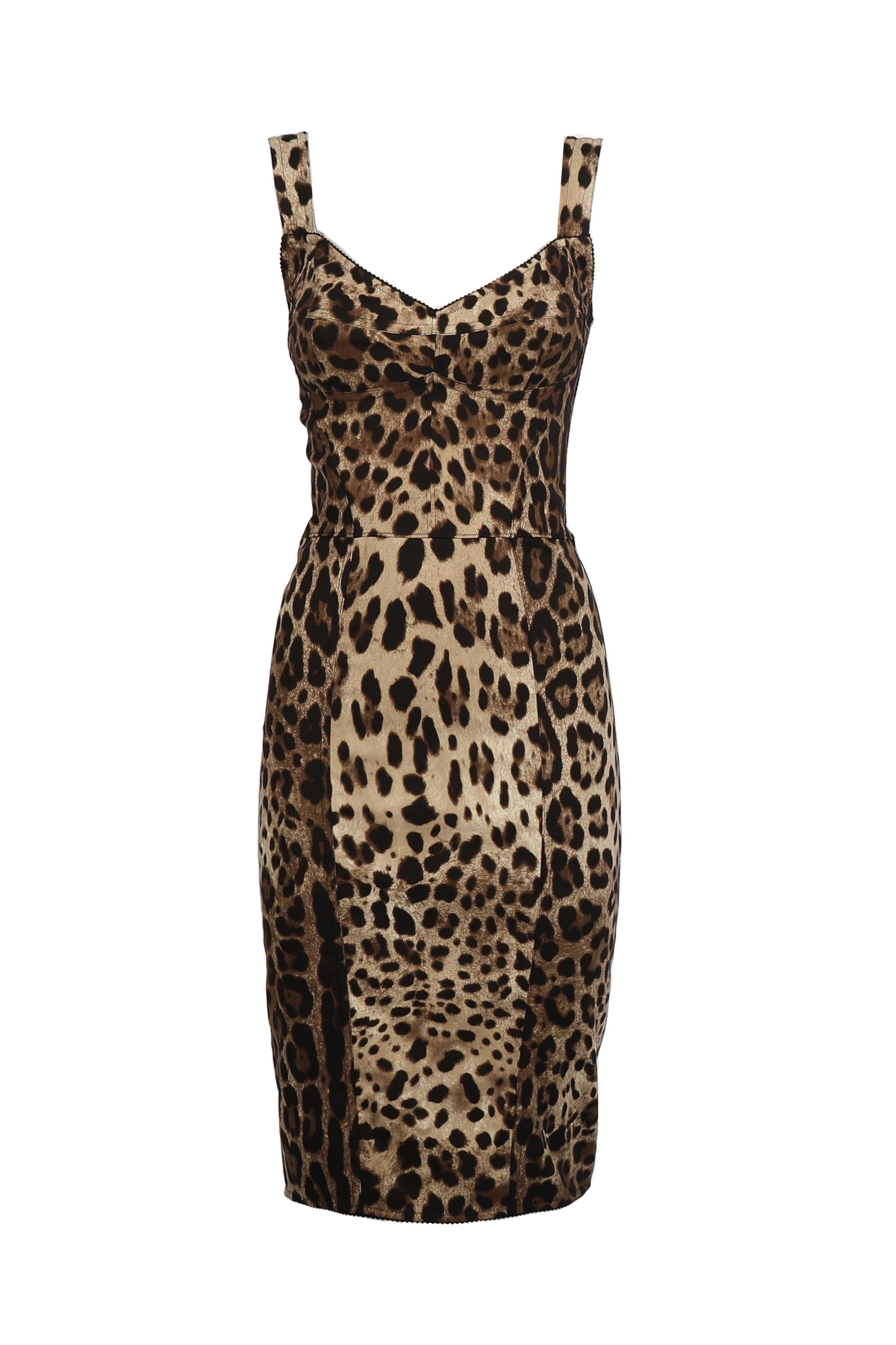 Abito corsetteria midi stampa leopardo F63D4T FSADDHY13M DOLCE & GABBANA 