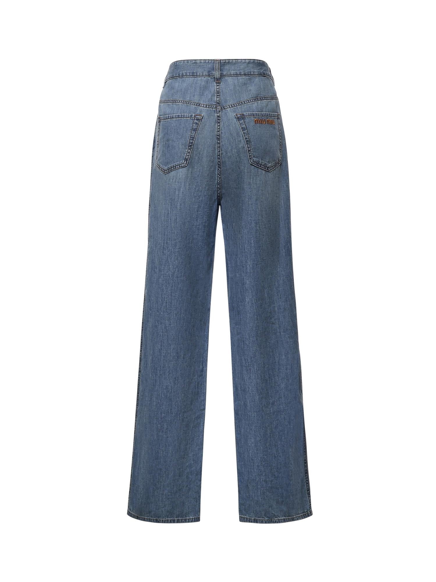 Jeans in chambray con logo GWP394 193KF0013 MIU MIU 