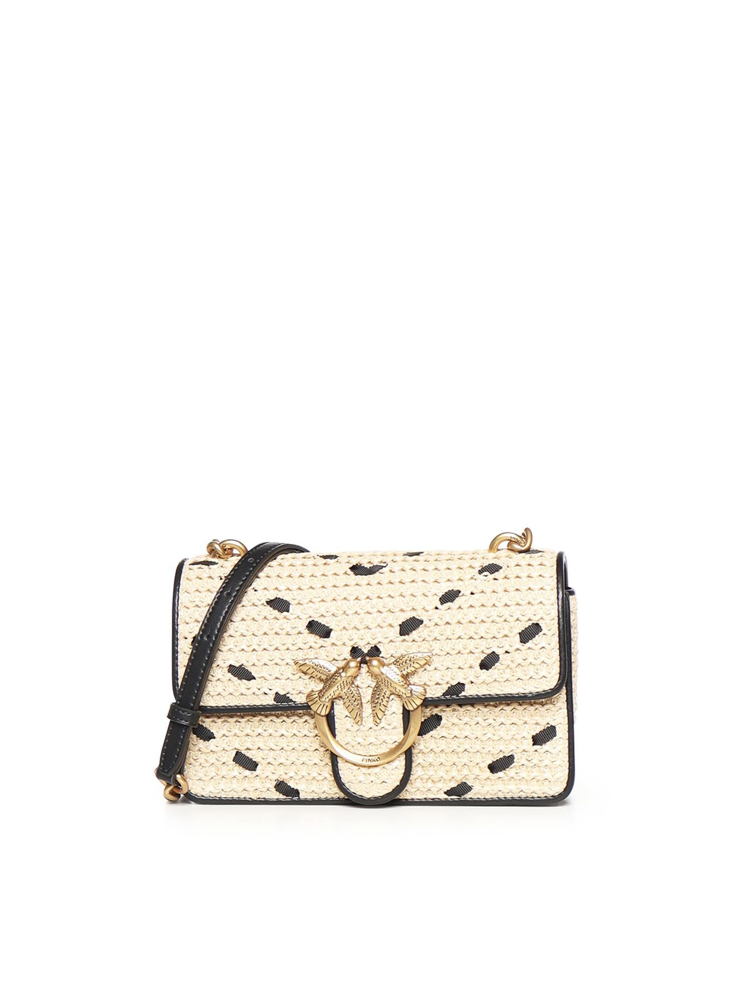 Borsa Mini Love Bag One Light in rafia e pelle 104550 A1RLHZ3Q PINKO 